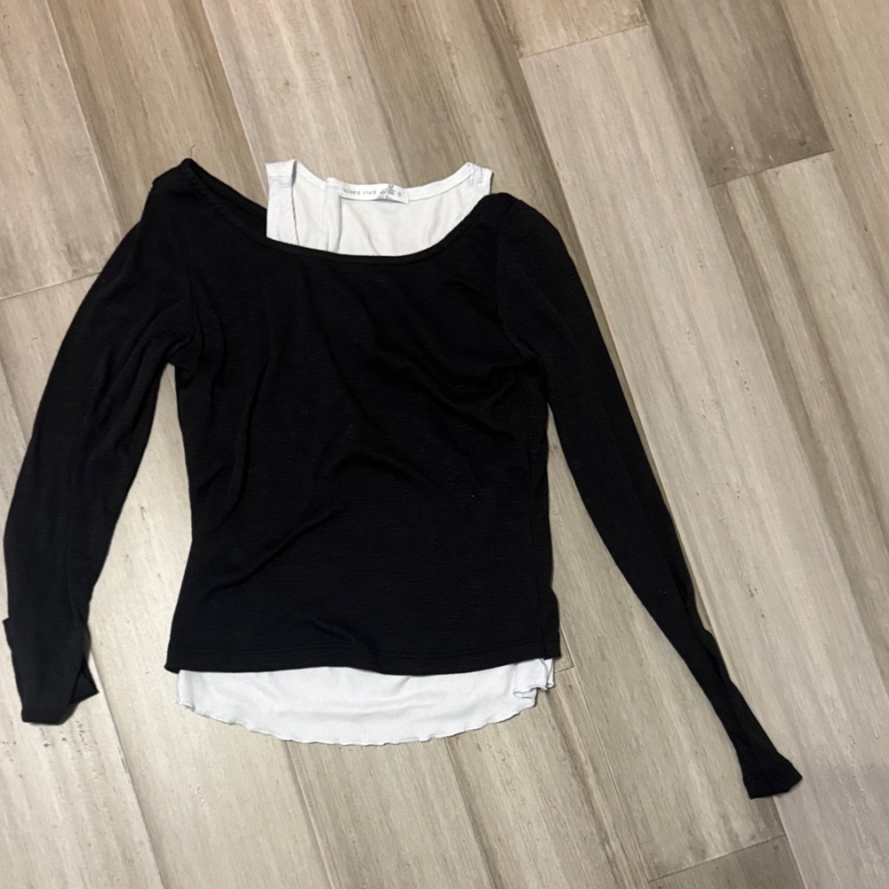 Altar'd State Black and White Ribbed Top